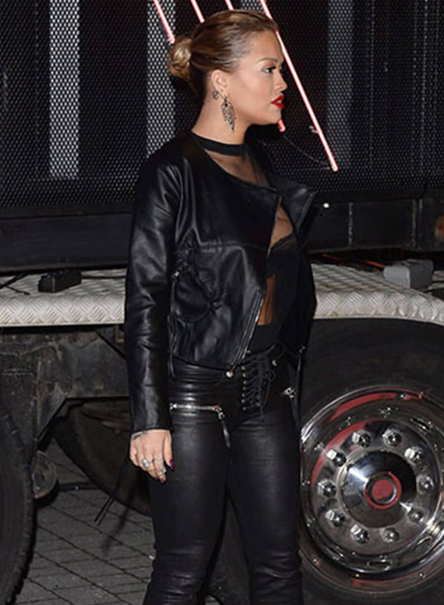 Harpoon Rita Ora Inspired Black Leather Jacket