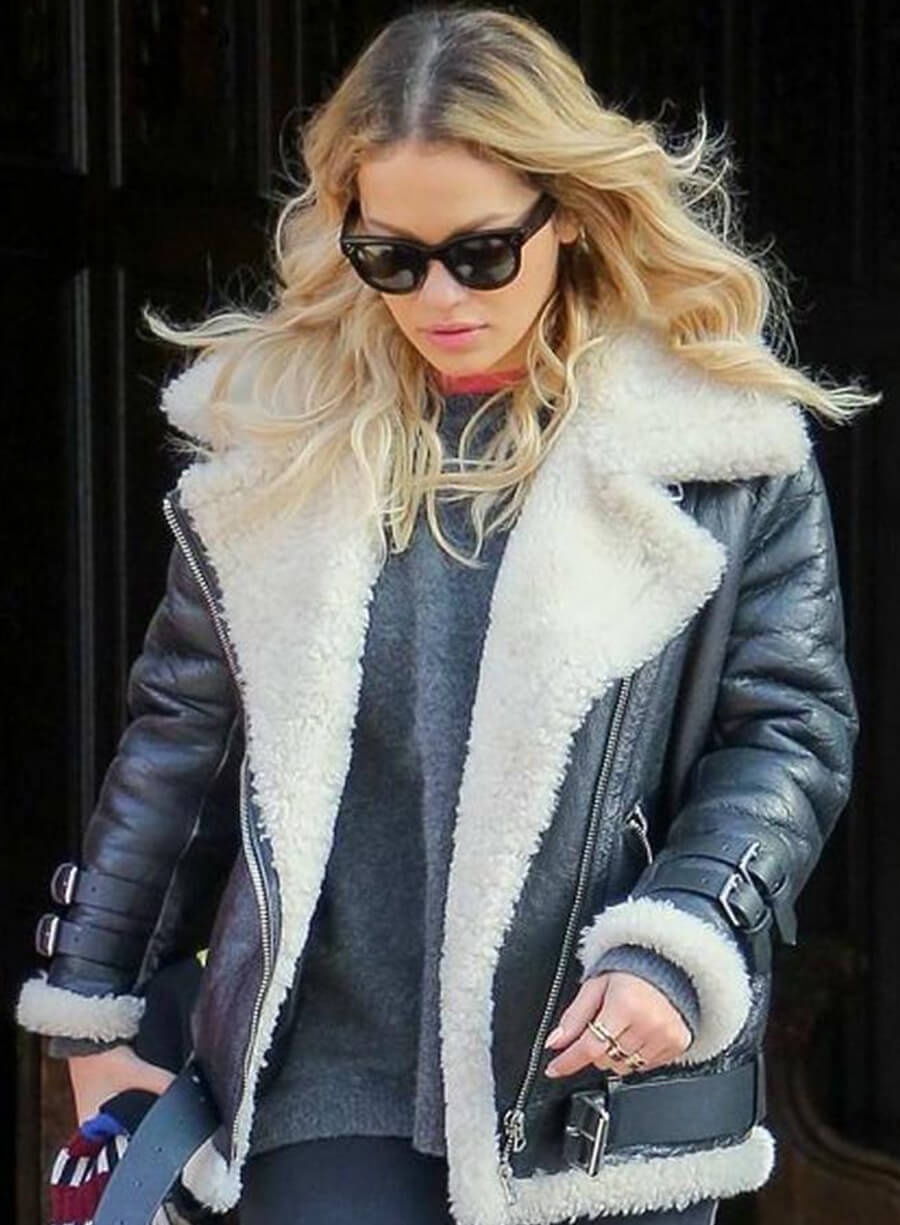 Harpoon Rita Ora Inspired Black Leather Jacket