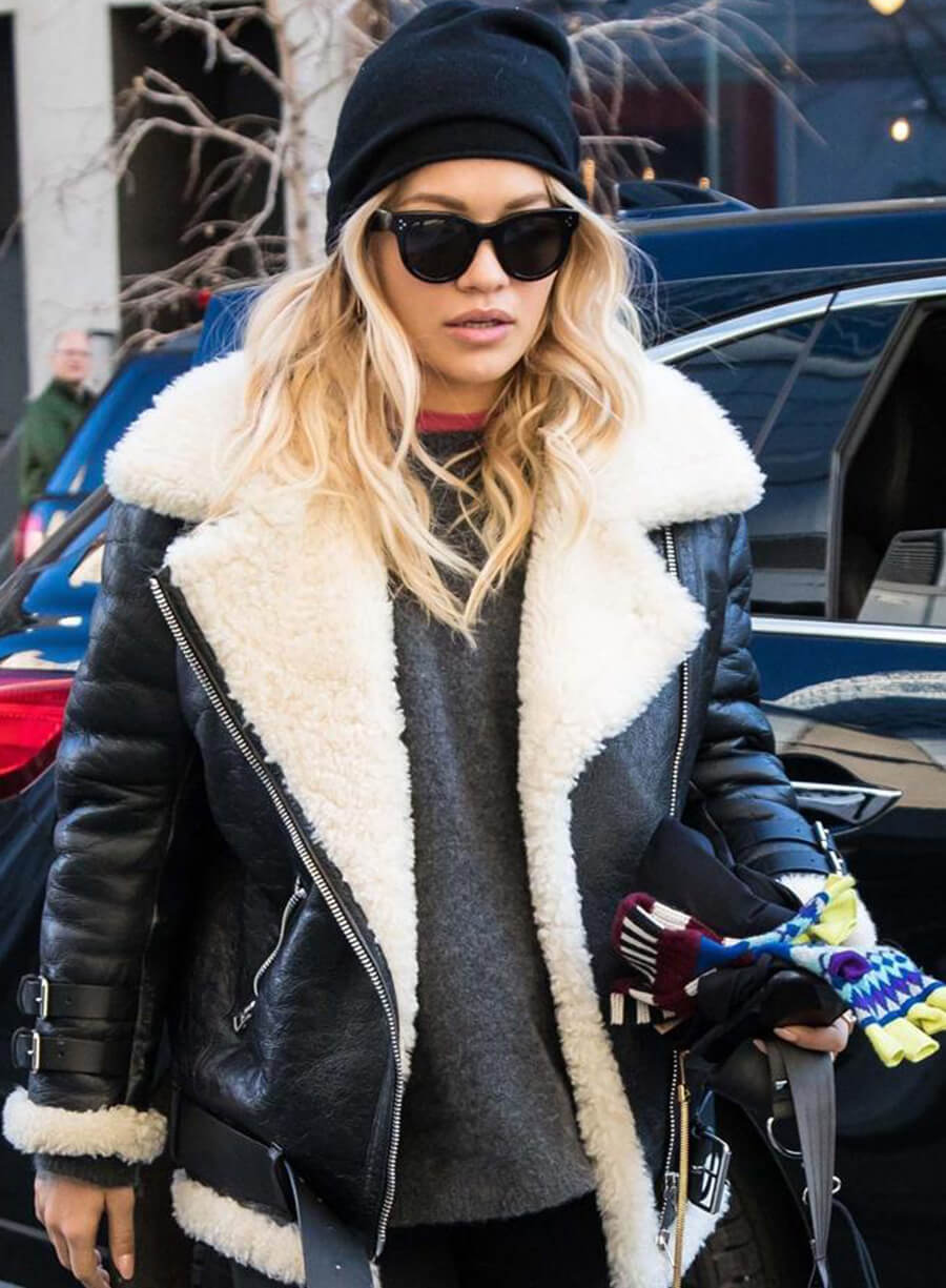 Harpoon Rita Ora Inspired Black Leather Jacket