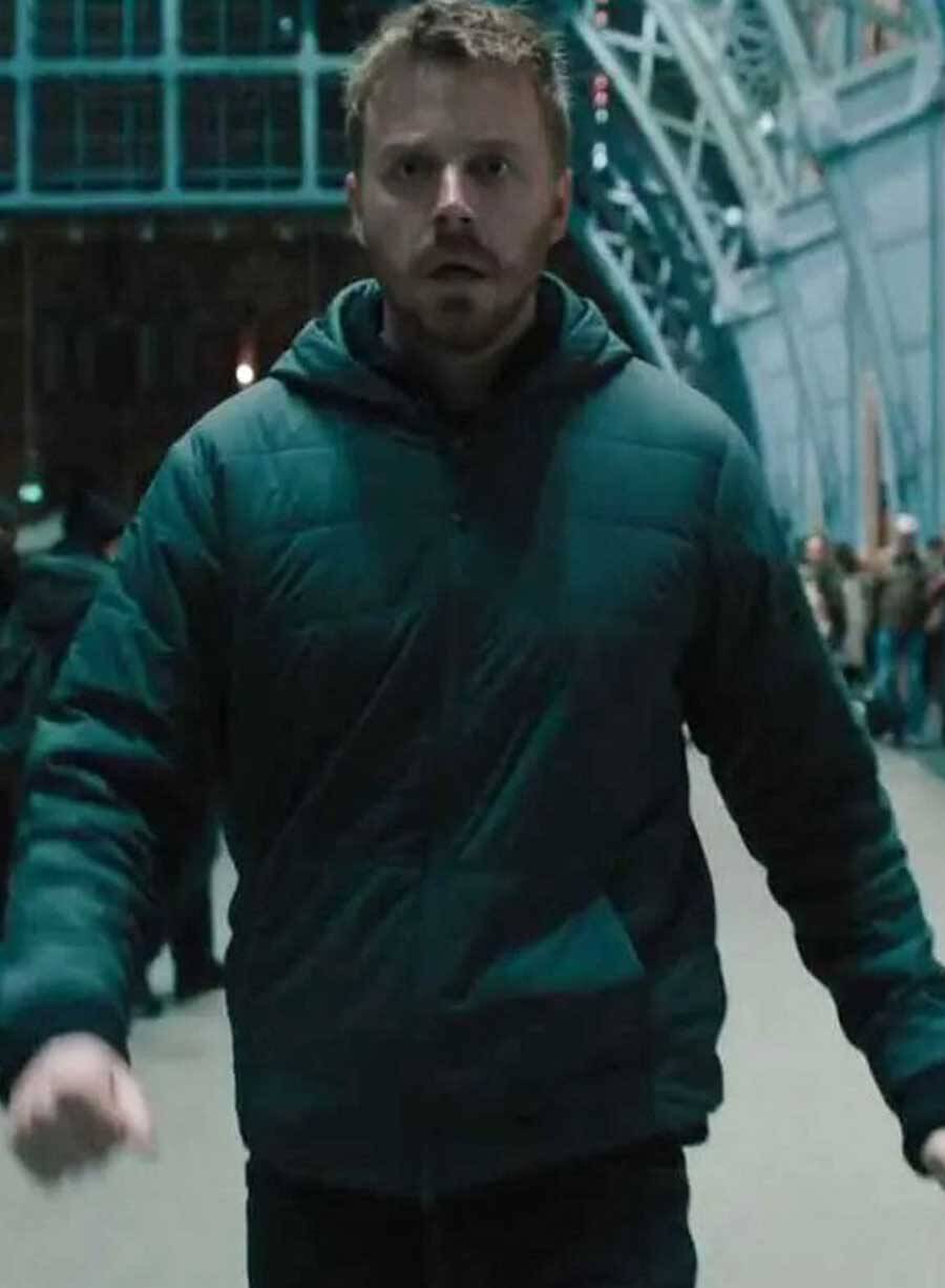 Harpoon River Cartwright Inspired Black Fabric Hooded Jacket - Slow Horses S04 Style