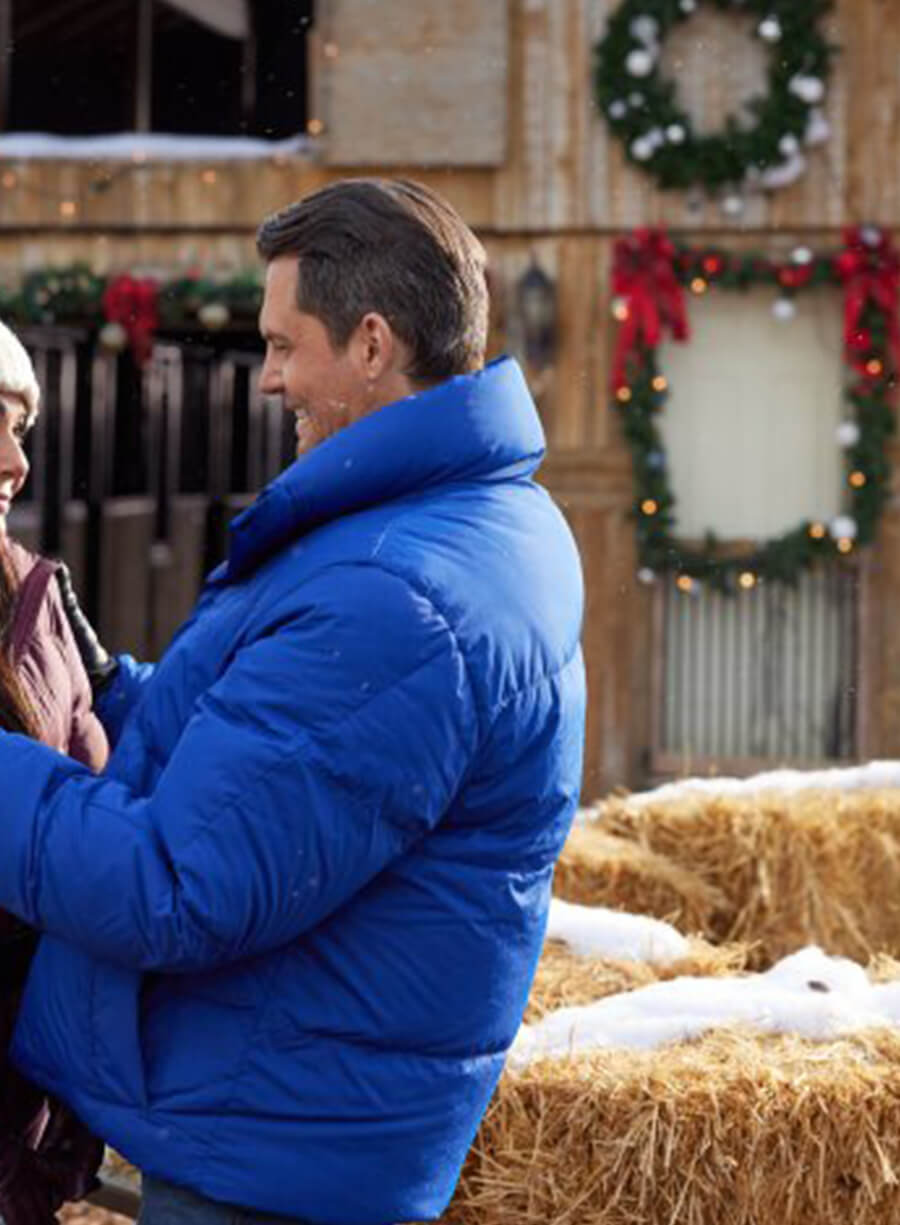 Harpoon Robby Inspired Blue Leather Jacket - We Wish You a Married Christmas Style