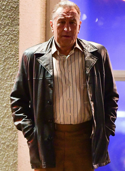 Harpoon Frank Sheeran Inspired Black Leather Jacket - The Irishman Style
