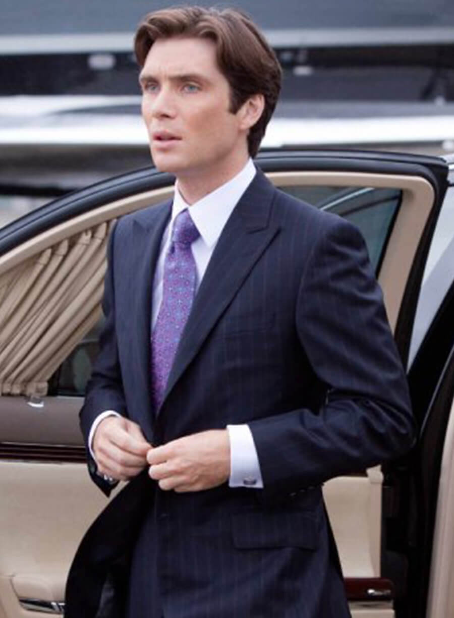 Harpoon Cillian Murphy Inspired Blue Plain Fabric Leather Jacket - Inception Style