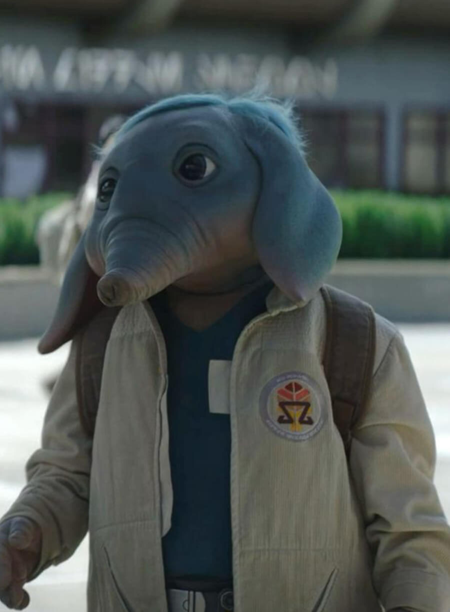 Harpoon Neel Inspired Grey Corduroy Fabric Leather Jacket - Star Wars: Skeleton Crew Style