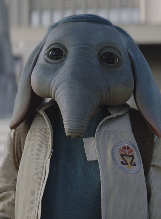 Harpoon Neel Inspired Grey Corduroy Fabric Leather Jacket - Star Wars: Skeleton Crew Style