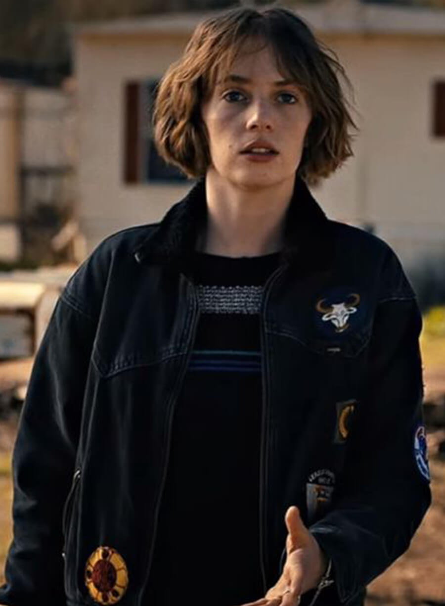 Harpoon Robin Buckley Inspired Black Denim Jacket - Stranger Things Style