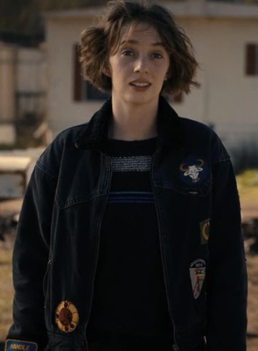 Harpoon Robin Buckley Inspired Black Denim Jacket - Stranger Things Style