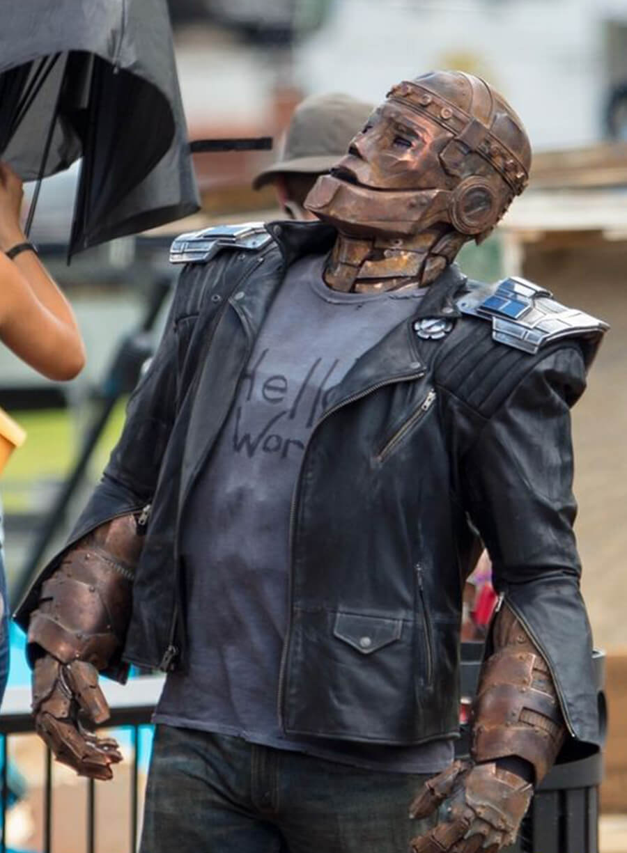 Harpoon Robotman Inspired Black Real Leather Leather Jacket - Doom Patrol Style