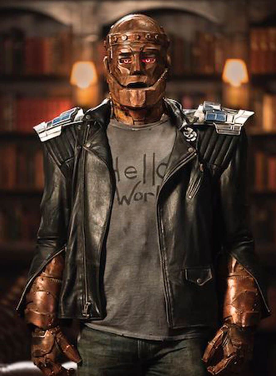 Harpoon Robotman Inspired Black Real Leather Leather Jacket - Doom Patrol Style