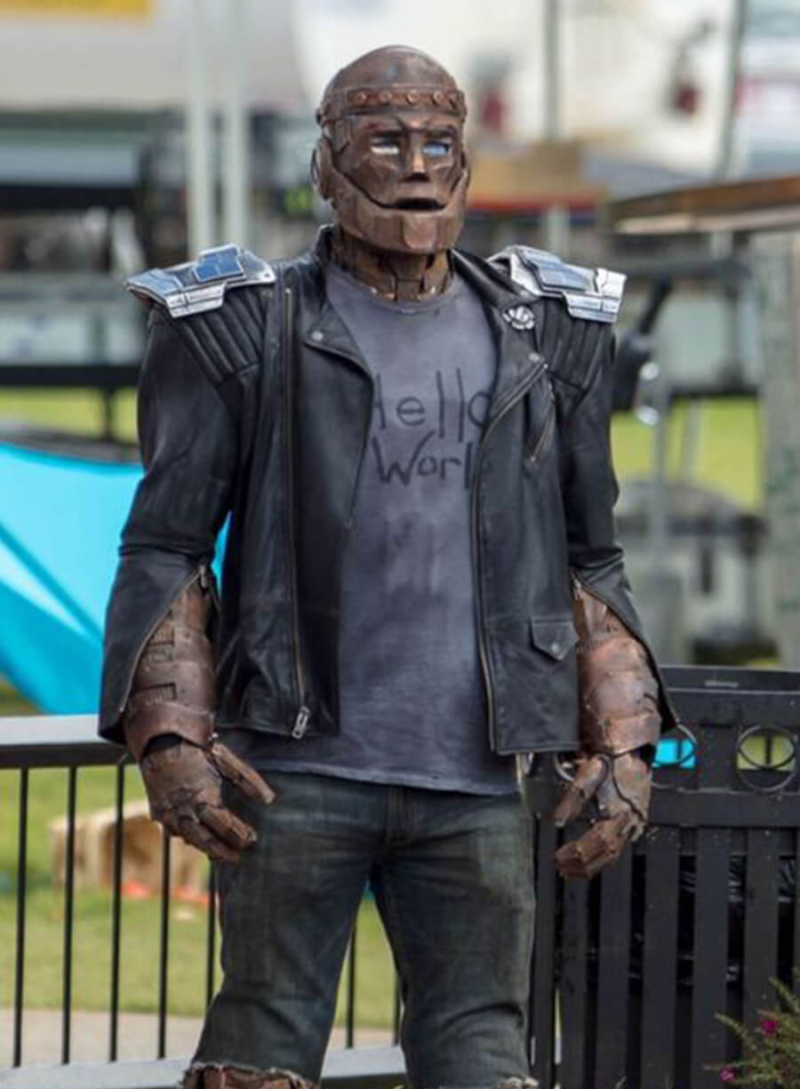 Harpoon Robotman Inspired Black Real Leather Leather Jacket - Doom Patrol Style