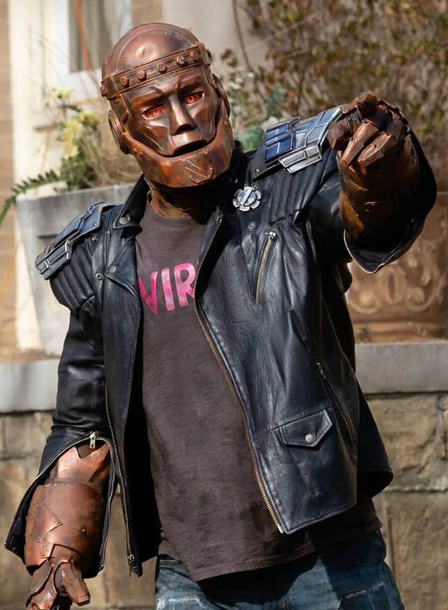 Harpoon Robotman Inspired Black Real Leather Leather Jacket - Doom Patrol Style