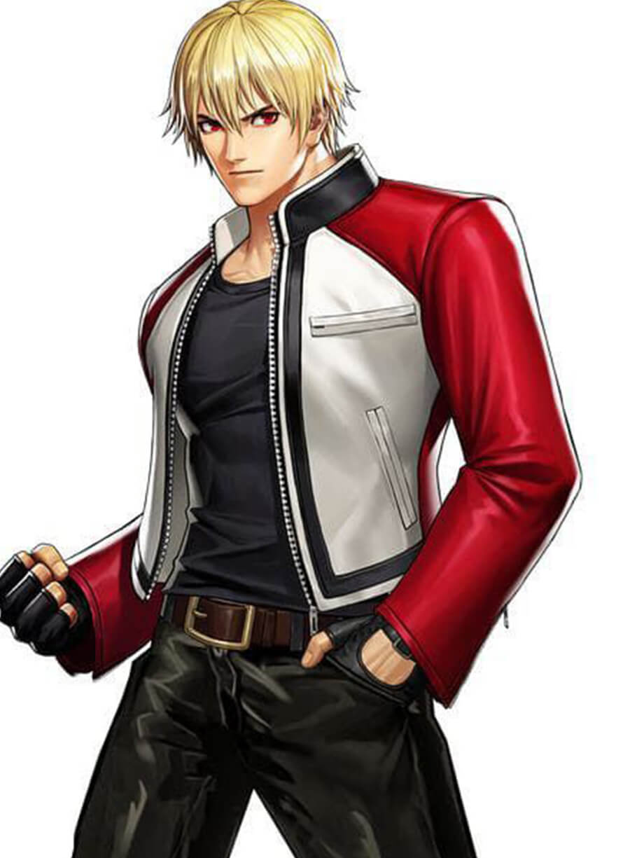 Harpoon Rock Howard Inspired Red & White Leather Jacket - Garou: Mark of the Wolves Style