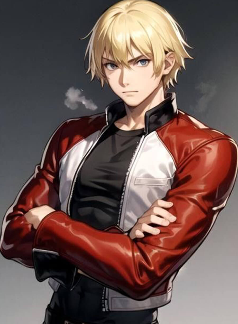 Harpoon Rock Howard Inspired Red & White Leather Jacket - Garou: Mark of the Wolves Style