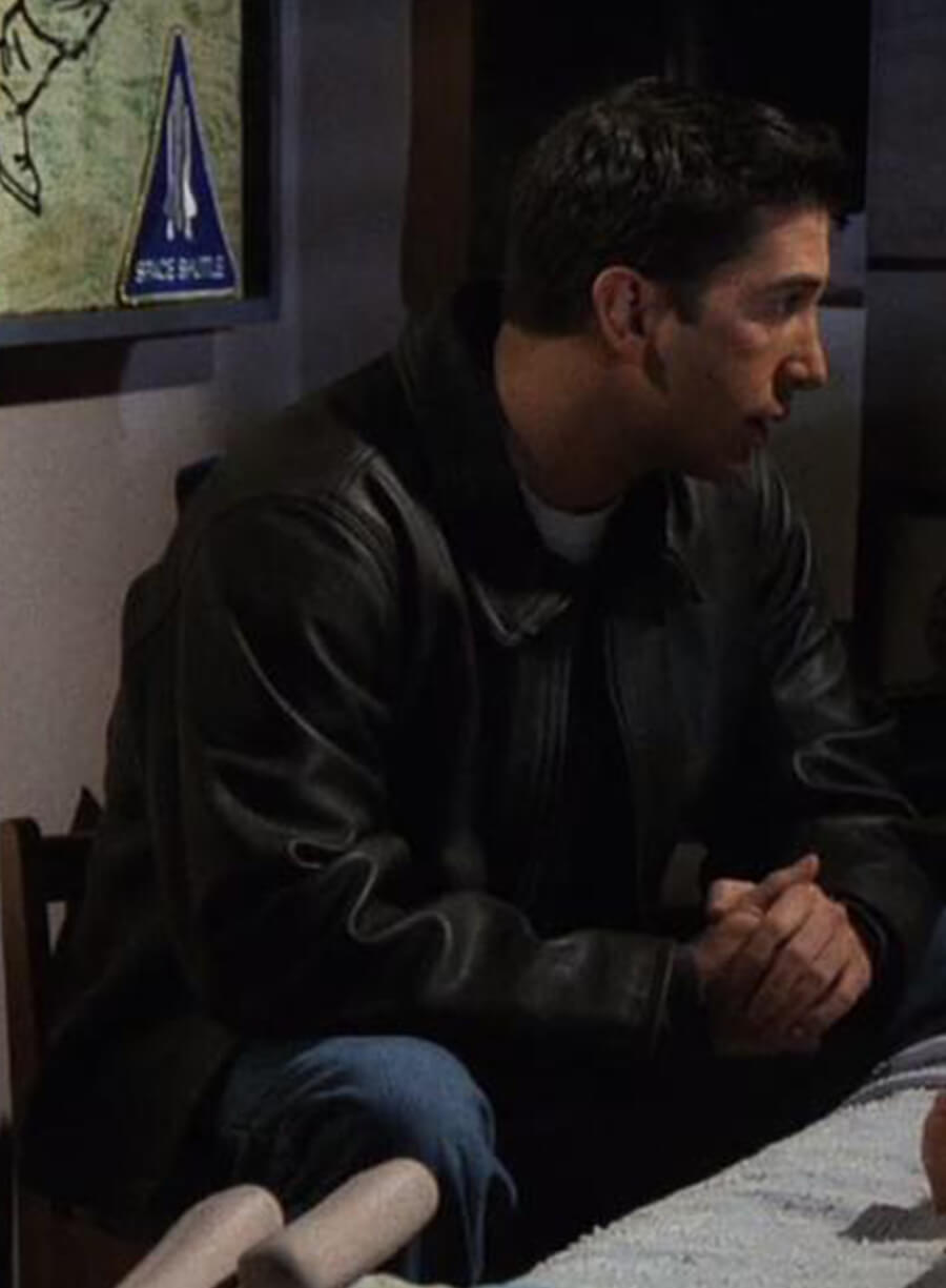 Harpoon Ross Geller Inspired Black Real Leather Leather Jacket - Friends Style