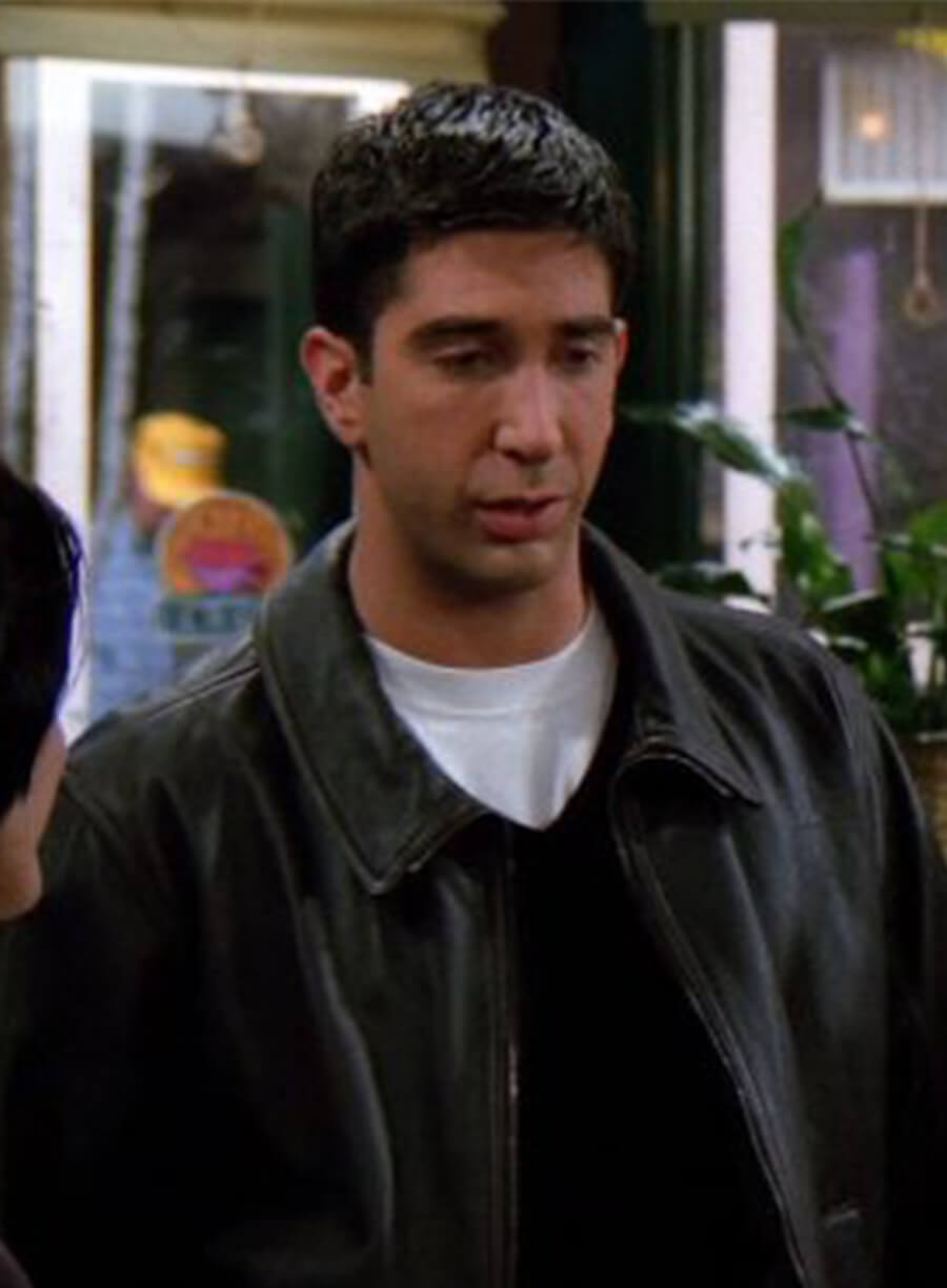 Harpoon Ross Geller Inspired Black Real Leather Leather Jacket - Friends Style