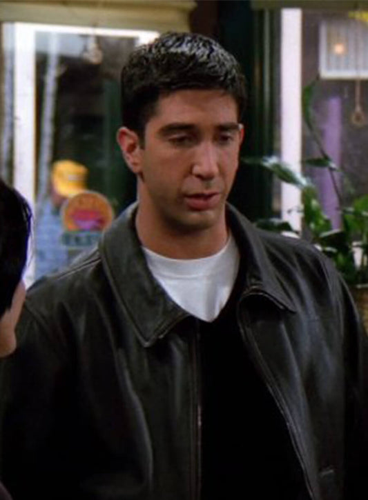 Harpoon Ross Geller Inspired Black Real Leather Leather Jacket - Friends Style