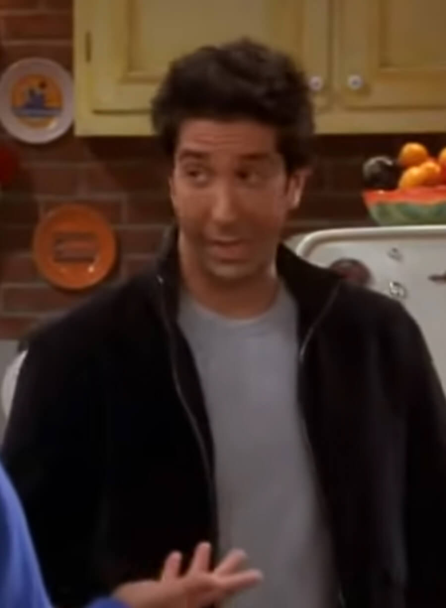 Harpoon Ross Geller Inspired Blue Fleece Fabric Leather Jacket - Friends Style