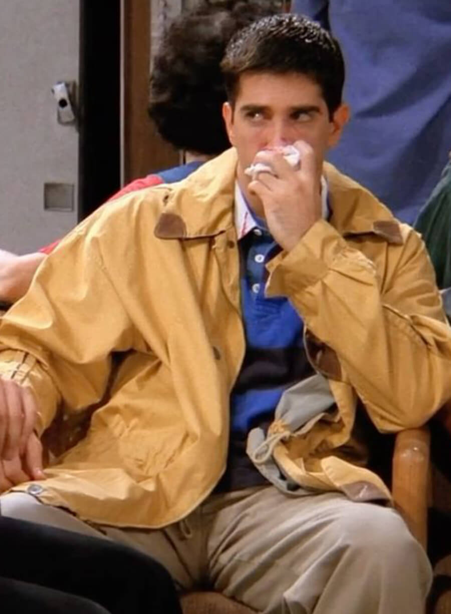 Harpoon Ross Geller Inspired Yellow Cotton Fabric Coat - Friends Style