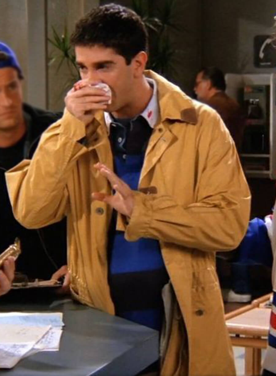 Harpoon Ross Geller Inspired Yellow Cotton Fabric Coat - Friends Style