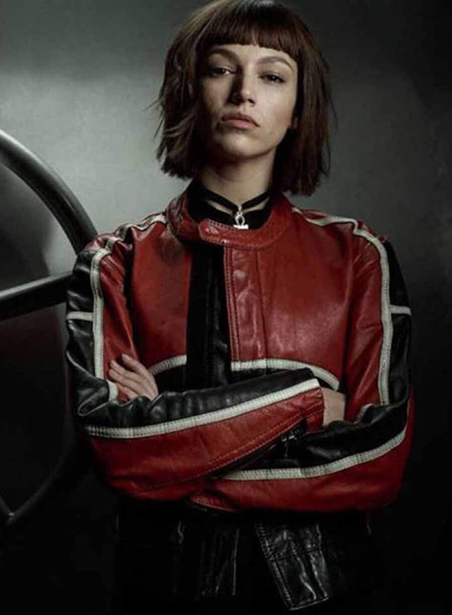 Harpoon Tokyo Inspired Red, Black & White Leather Jacket - Money Heist Style