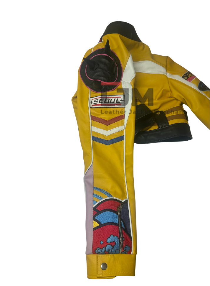 Harpoon Rumi Inspired Yellow Leather Jacket - KPop Demon Hunters Style