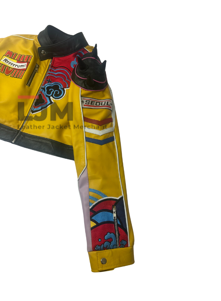 Harpoon Rumi Inspired Yellow Leather Jacket - KPop Demon Hunters Style