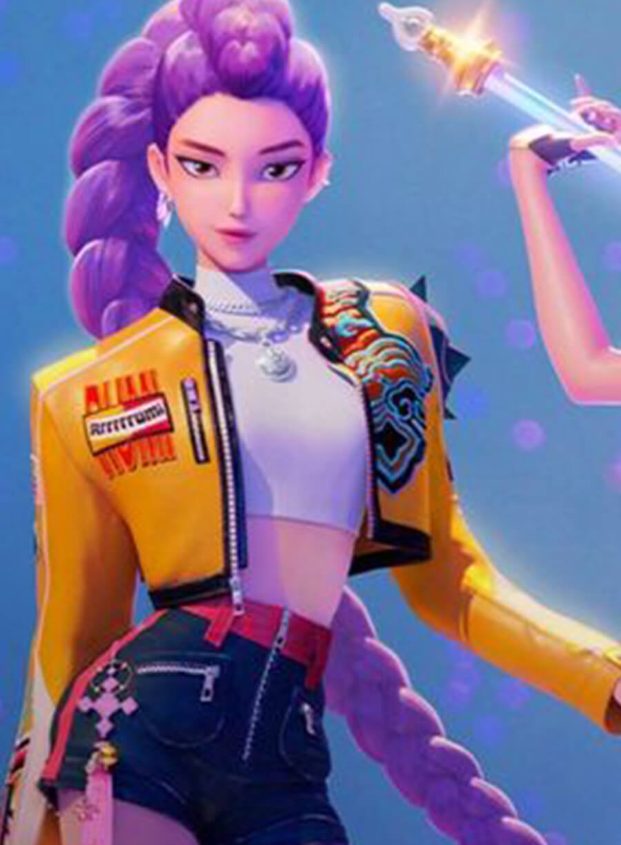 Harpoon Rumi Inspired Yellow Leather Jacket - KPop Demon Hunters Style