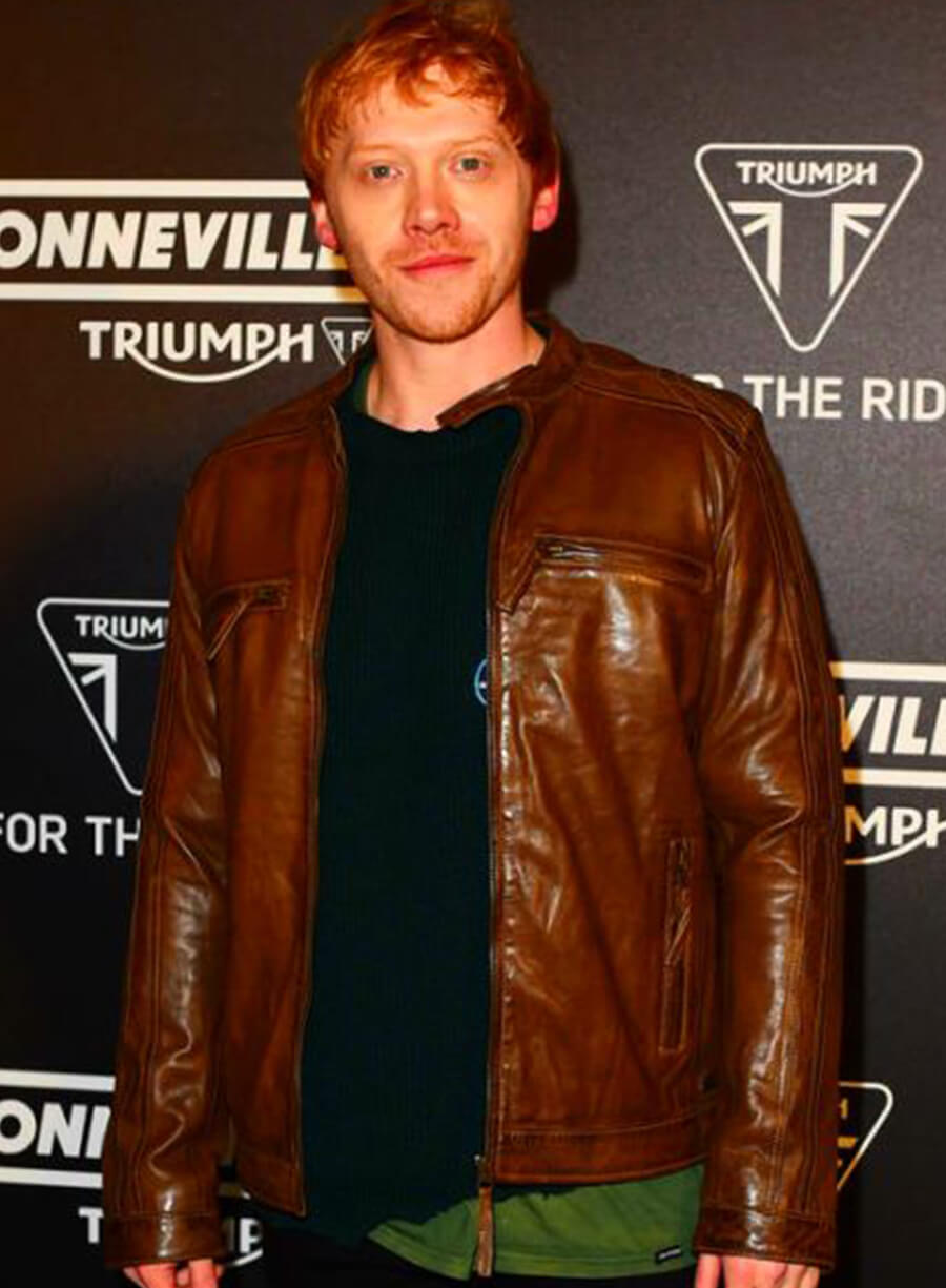 Harpoon Rupert Grint Inspired Brown Leather Jacket