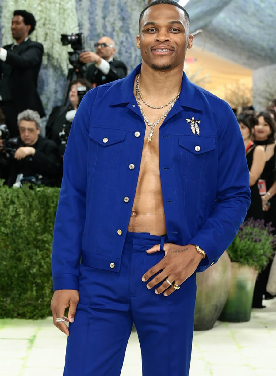 Russell Westbrook Met Gala 2026 Blue Cotton Jacket