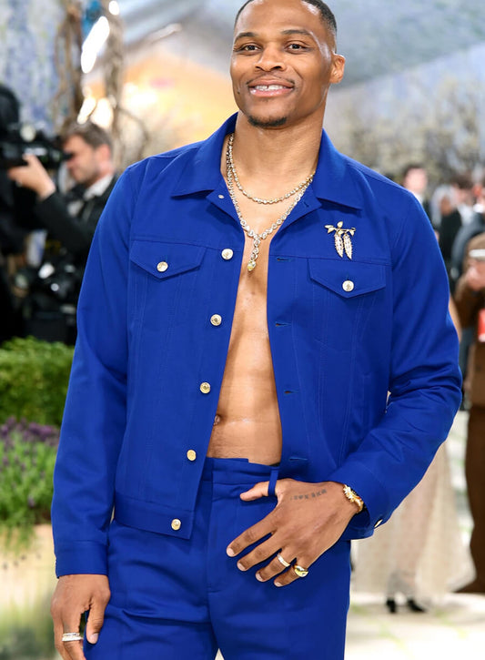 Russell Westbrook Met Gala 2026 Blue Cotton Jacket