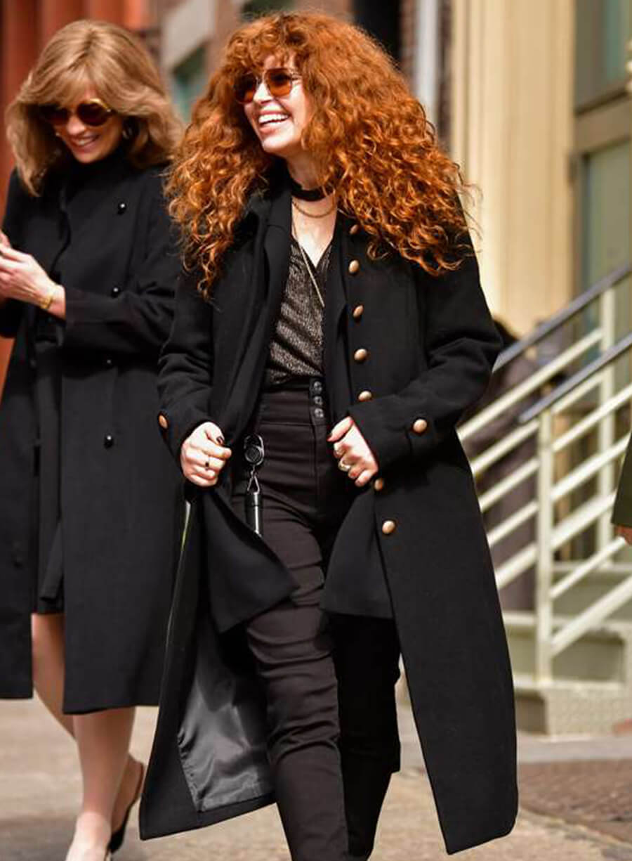 Harpoon Natasha Lyonne Inspired Black Wool Fabric Coat - Russian Doll Season 02 Style