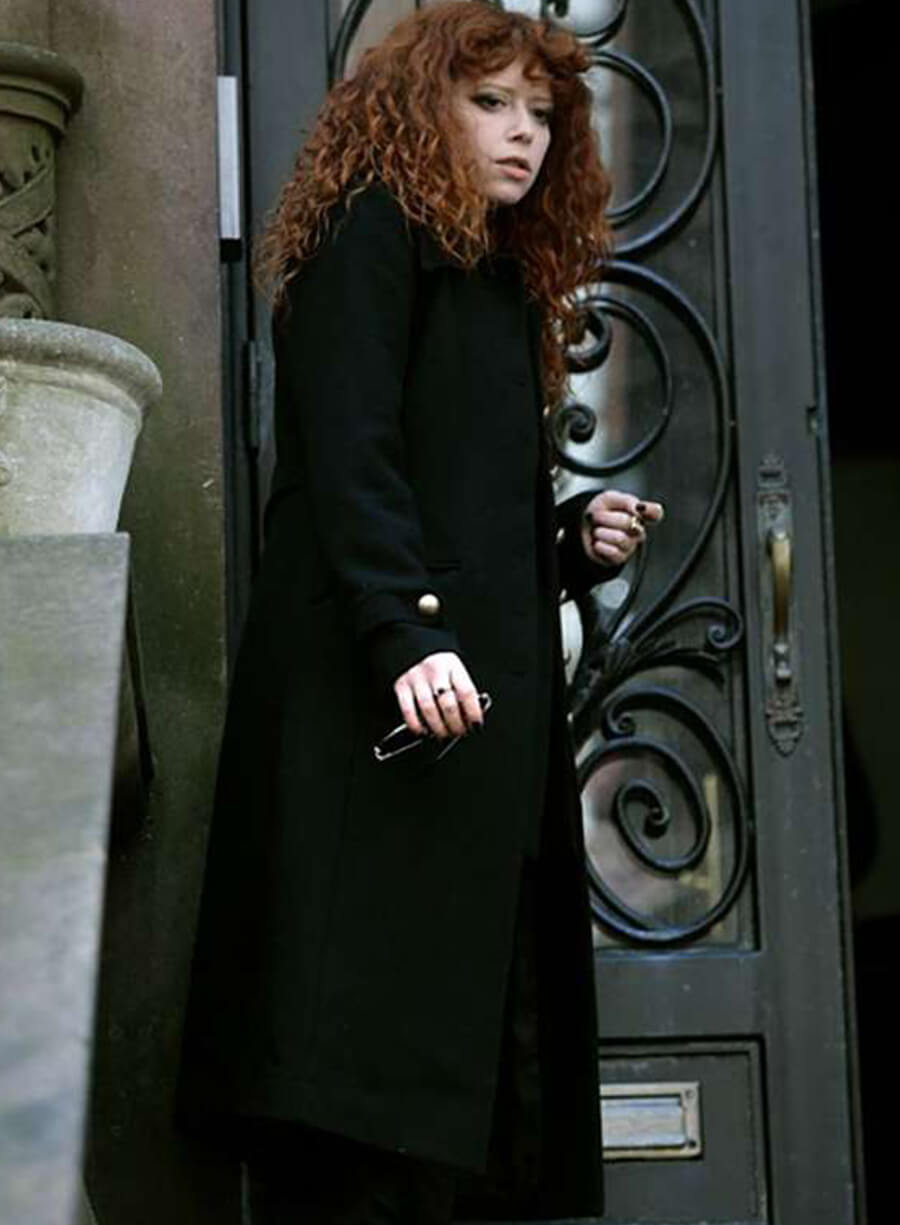 Harpoon Natasha Lyonne Inspired Black Wool Fabric Coat - Russian Doll Season 02 Style