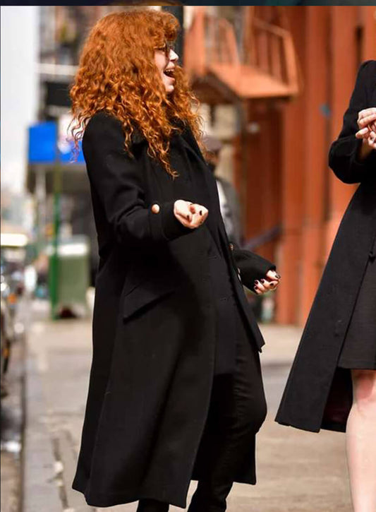 Harpoon Natasha Lyonne Inspired Black Wool Fabric Coat - Russian Doll Season 02 Style