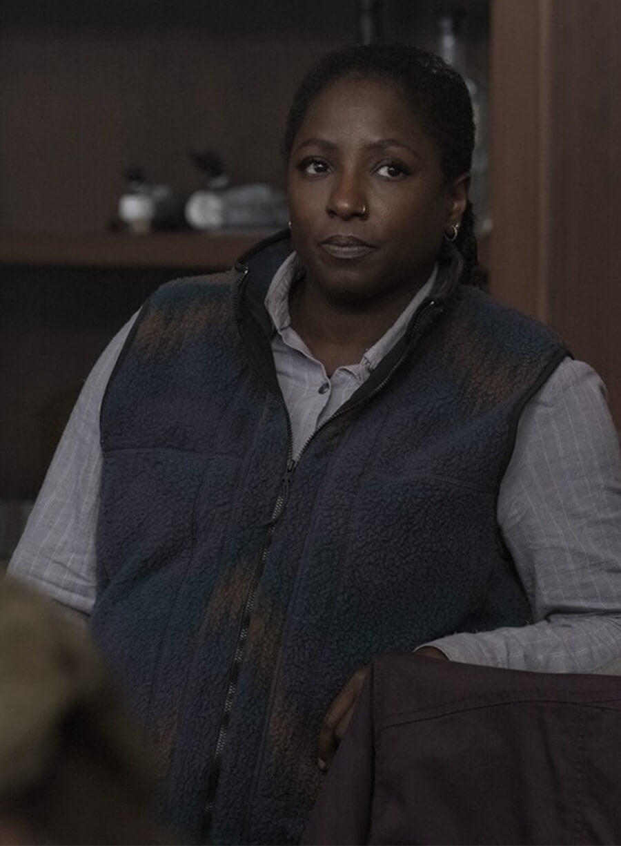 Harpoon Maria Inspired Grey Fabric Leather Jacket - The Last of Us S02 Style