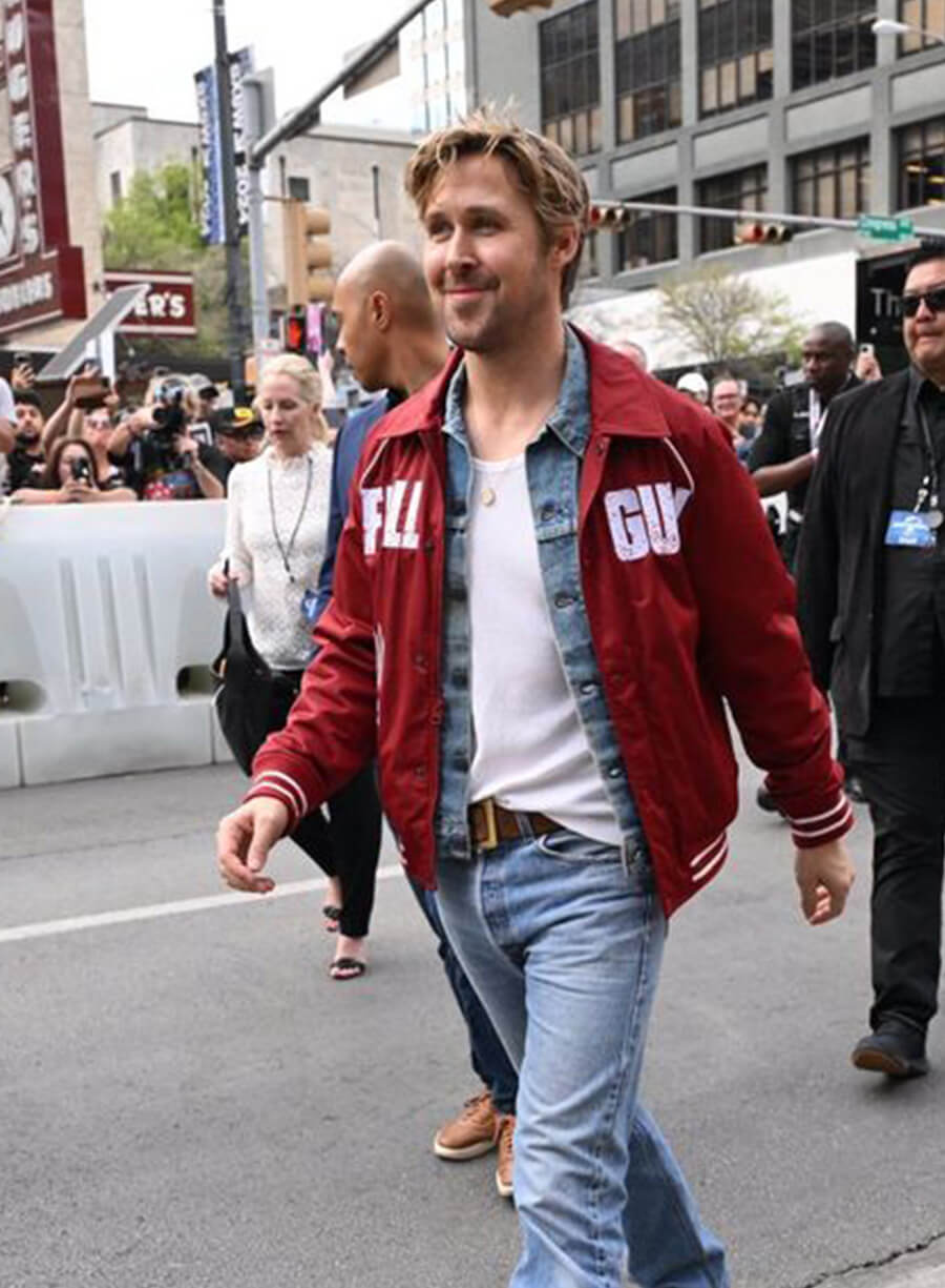 Harpoon Colt Seavers Inspired Red Leather Jacket - The Fall Guy 2024 Style