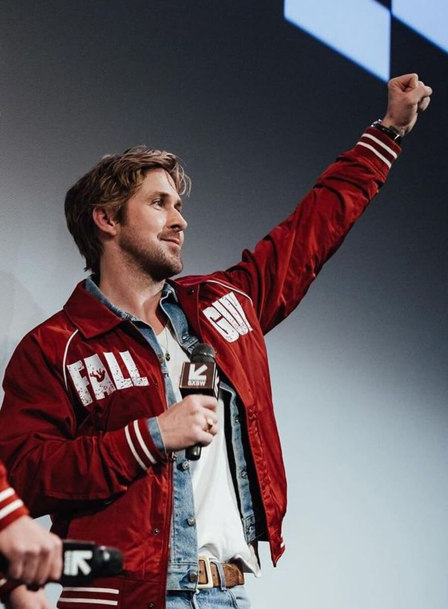 Harpoon Colt Seavers Inspired Red Leather Jacket - The Fall Guy 2024 Style