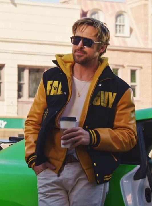 Harpoon Colt Seavers Inspired Yellow & Black Leather Jacket - The Fall Guy 2024 Style