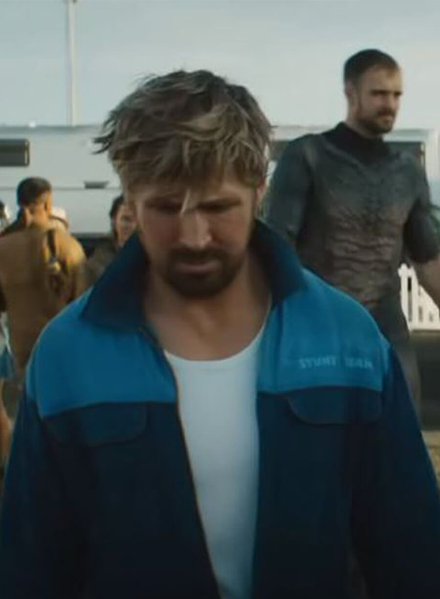Harpoon Colt Seavers Inspired Blue Leather Jacket - The Fall Guy 2024 Style