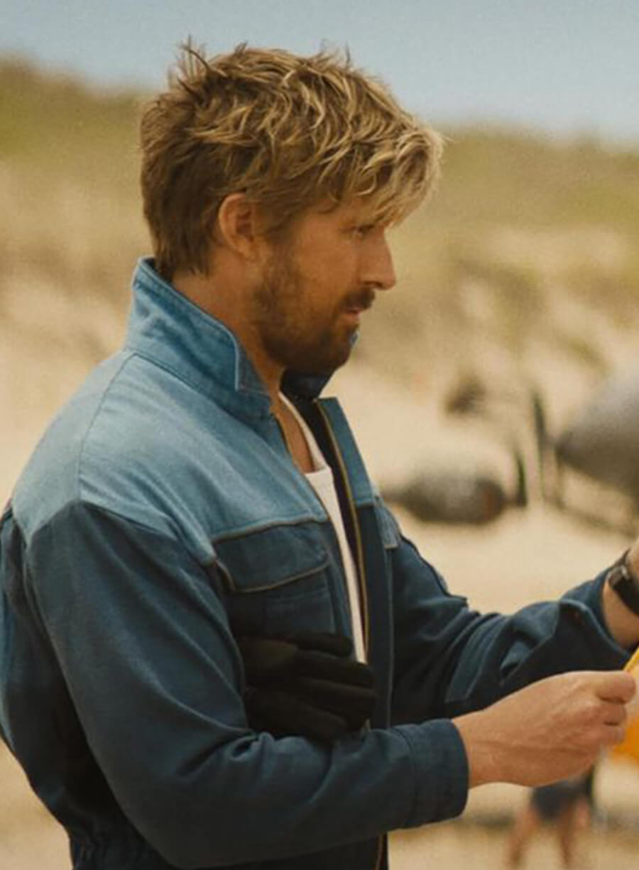 Harpoon Colt Seavers Inspired Blue Leather Jacket - The Fall Guy 2024 Style