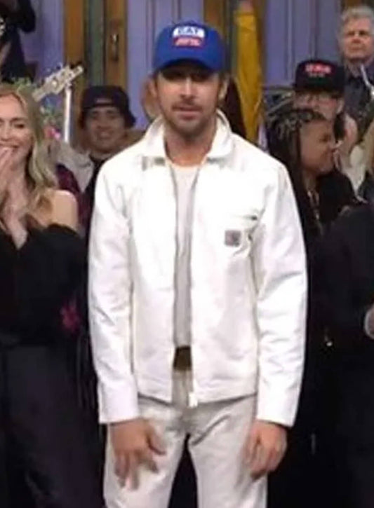 Harpoon Colt Seavers Inspired White Leather Jacket - The Fall Guy Style