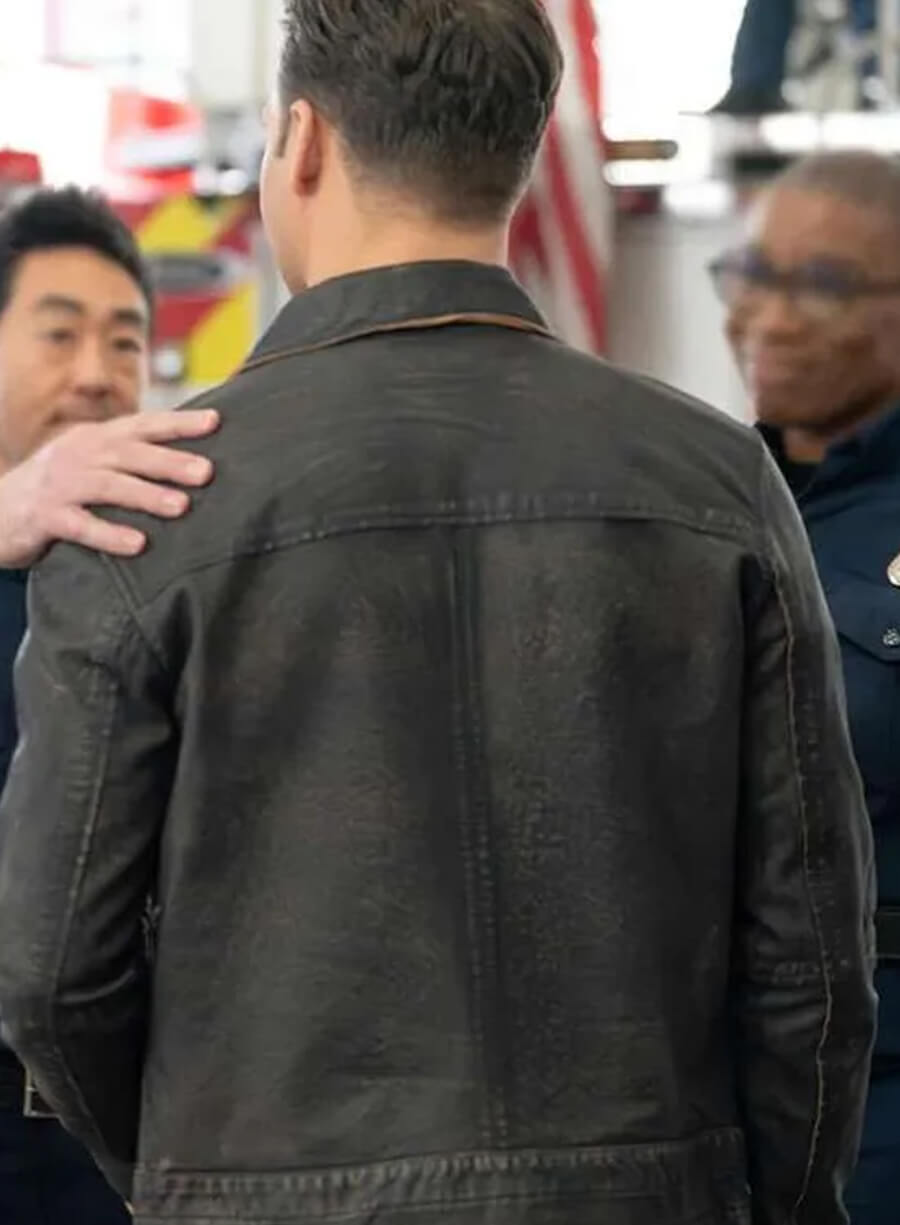 Harpoon Eddie Diaz Inspired Black Leather Jacket - 9-1-1 Style