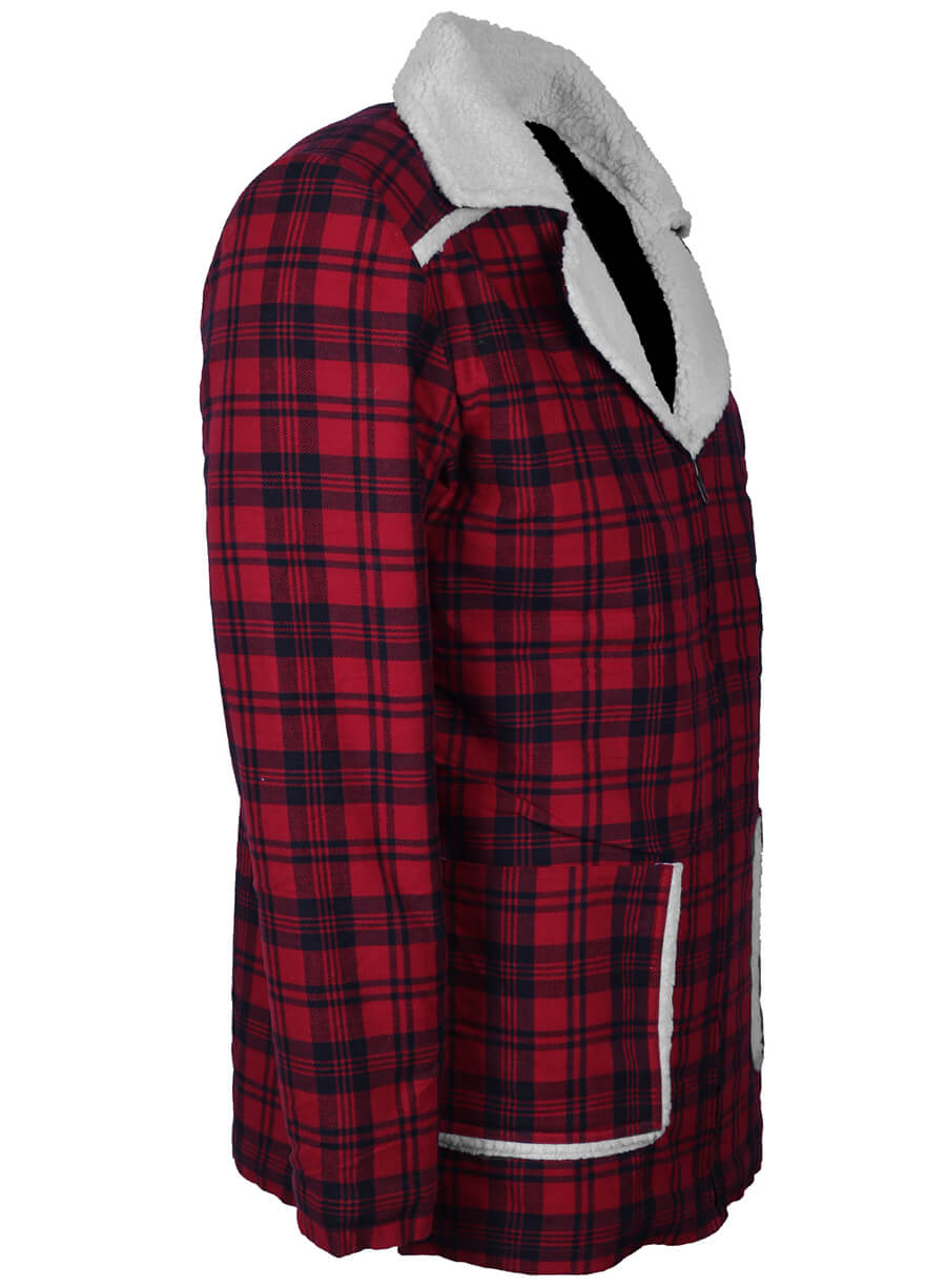 Harpoon Ryan Reynolds Inspired Red Fleece with fur lining Leather Jacket