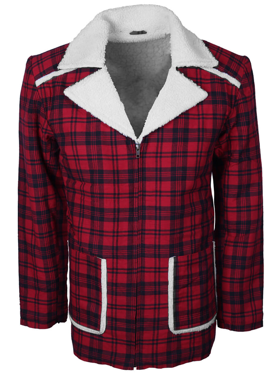 Harpoon Ryan Reynolds Inspired Red Fleece with fur lining Leather Jacket
