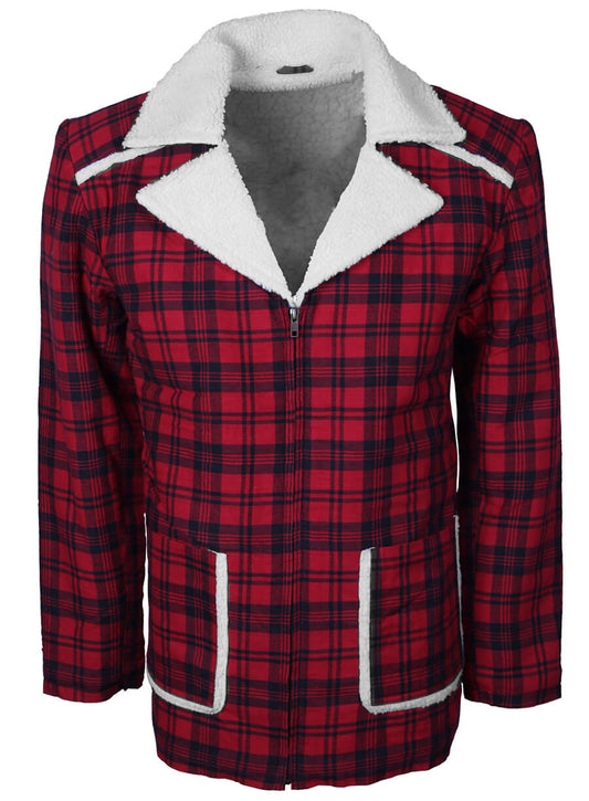 Harpoon Ryan Reynolds Inspired Red Fleece with fur lining Leather Jacket