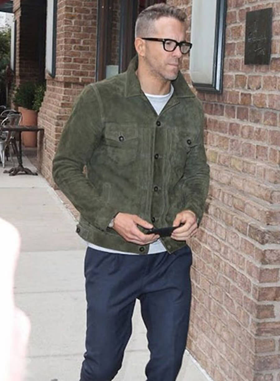 Harpoon Ryan Reynolds Suede Inspired Green Leather Jacket