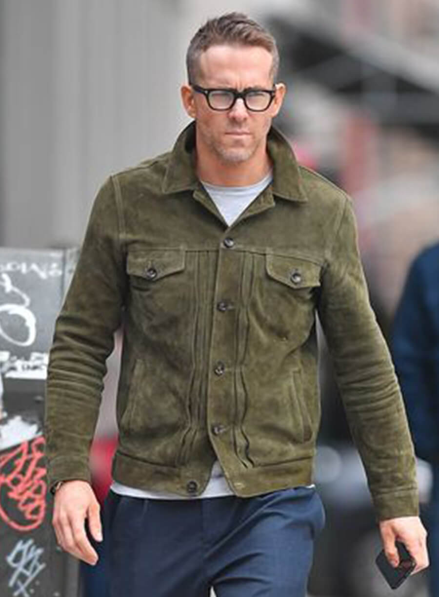 Harpoon Ryan Reynolds Suede Inspired Green Leather Jacket