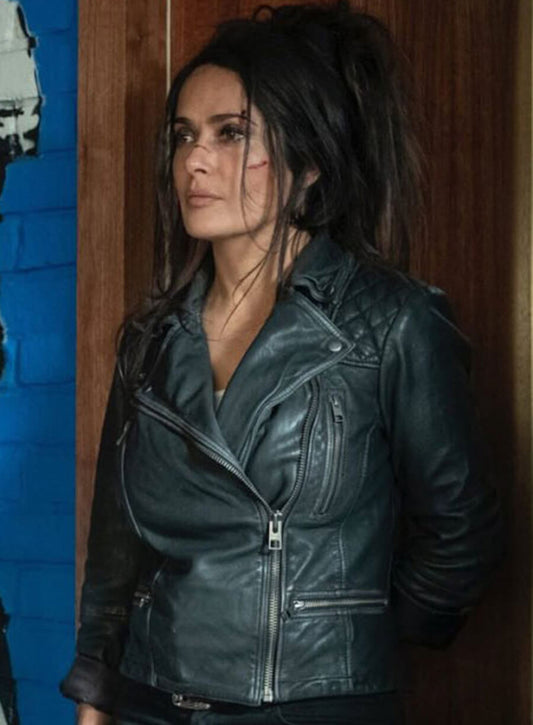 Harpoon Sonia Kincaid Inspired Black Leather Jacket - Hitman's Wife's Bodyguard Style