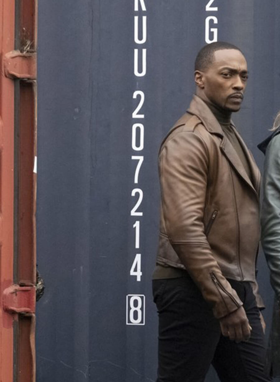 Harpoon Sam Wilson Inspired Brown Leather Jacket - The Falcon and the Winter Soldier Style
