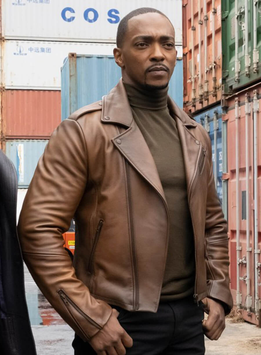 Harpoon Sam Wilson Inspired Brown Leather Jacket - The Falcon and the Winter Soldier Style