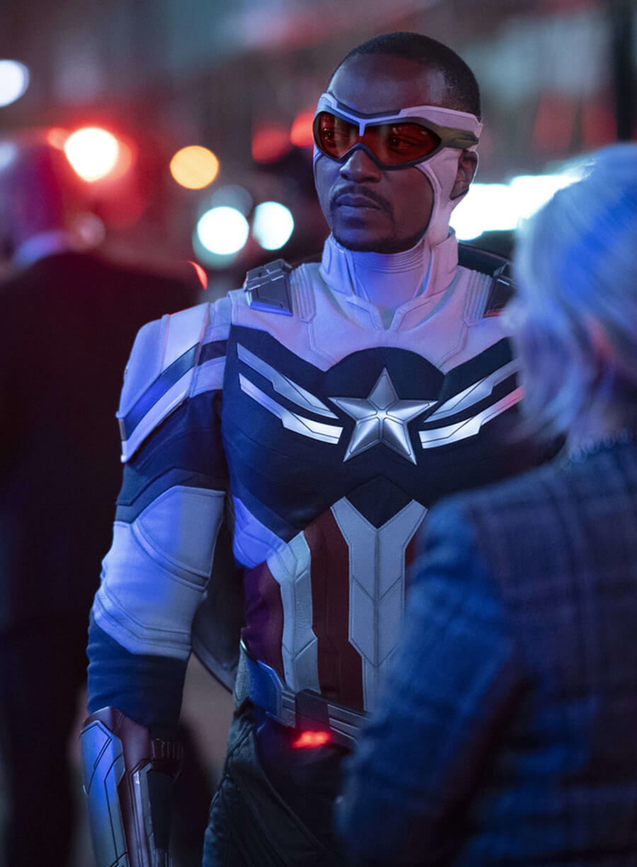 Harpoon Sam Wilson Inspired White, Blue & Red Leather Jacket - The Falcon and the Winter Soldier Style
